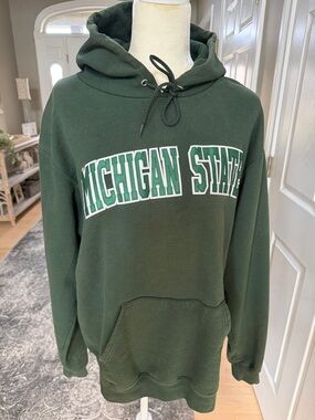 Champion Michigan State Hoodie Green Pullover Sweater Cozy Oversized